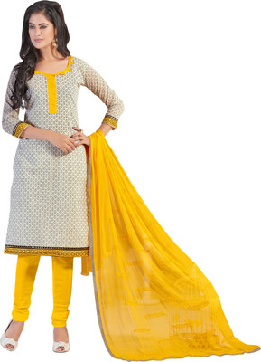 

Khushali Chanderi Self Design, Printed Salwar Suit Dupatta Material(Un-stitched), Beige;black;yellow
