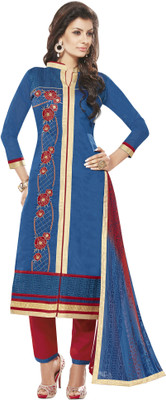 

Jiya Chanderi Self Design, Embroidered Salwar Suit Dupatta Material(Un-stitched), Light blue;red