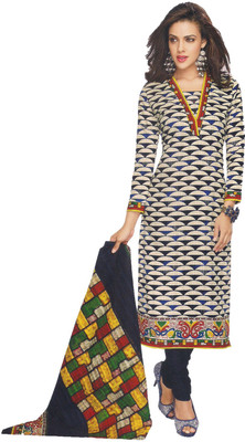 

Indian Wear Online Cotton Printed Semi-stitched Salwar Suit Dupatta Material, Multicolor