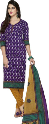 

Party Wear Dresses Cotton Printed Salwar Suit Dupatta Material(Un-stitched), Purple