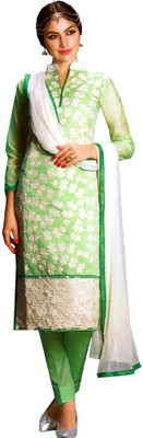 

Charu Boutique Chanderi Embroidered Salwar Suit Dupatta Material(Un-stitched), Kiwi;white