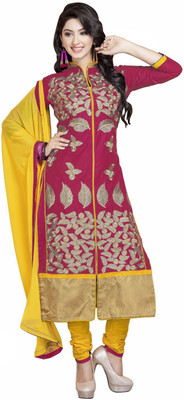 

Jiya Cotton Self Design, Embroidered Salwar Suit Dupatta Material(Un-stitched), Pink