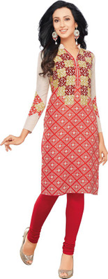 

Indian Wear Online Cotton Printed Kurti Fabric(Un-stitched), Pink;white