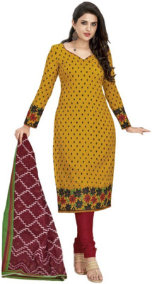 Kivi Trendz Cotton Printed Salwar Suit Dupatta Material(Un-stitched), Yellow