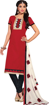 

Khushali Chanderi Self Design Salwar Suit Dupatta Material(Un-stitched), Black;red;white