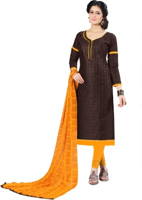 

Jiya Cotton Self Design, Embroidered Salwar Suit Dupatta Material(Un-stitched), Brown;yellow