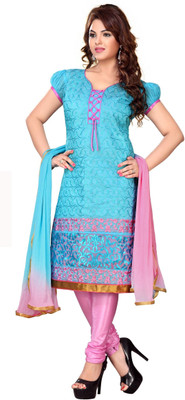 

Trendz Apparels Chanderi Embroidered Dress/Top Material(Un-stitched), Blue