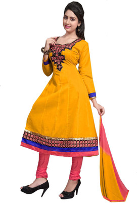 

Jiya Cotton Self Design Salwar Suit Dupatta Material(Un-stitched), Pink;yellow