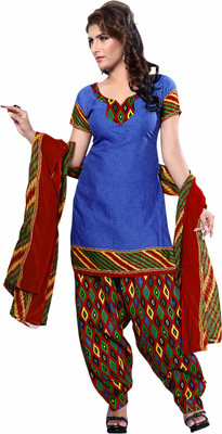 

Trendz Apparels Cotton Printed Dress/Top Material(Un-stitched), Blue