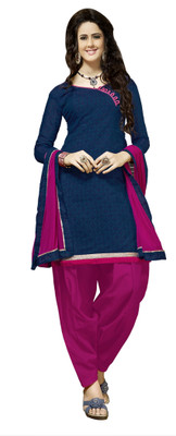 

Khushali Chanderi Self Design Salwar Suit Dupatta Material(Un-stitched), Blue;pink