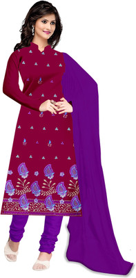 

Jiya Crepe Self Design, Embroidered Salwar Suit Dupatta Material(Un-stitched), Purple;rani