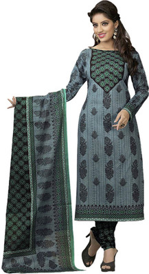 

Party Wear Dresses Cotton Printed Salwar Suit Dupatta Material(Un-stitched), Grey