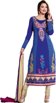 

Ewows Georgette Embroidered Salwar Suit Dupatta Material(Un-stitched), Blue