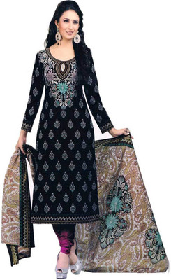 

Javuli Cotton Printed Dress/Top Material(Un-stitched), Black