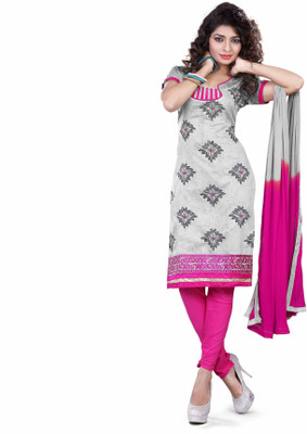 

Lunawat Synthetics Chanderi Embroidered Salwar Suit Dupatta Material(Un-stitched), Gray