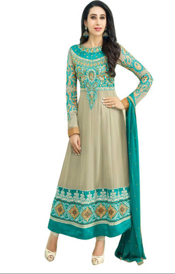 

N.M. Textile Georgette Embroidered Semi-stitched Salwar Suit Dupatta Material, Multicolor