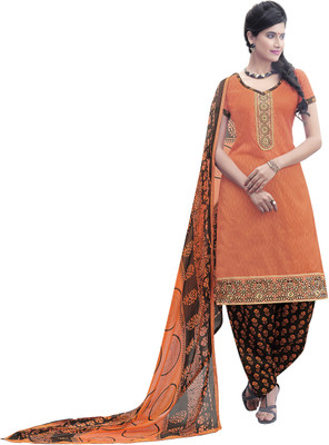 

Khushali Jacquard Self Design, Embroidered Salwar Suit Dupatta Material(Un-stitched), Black;orange