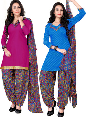 

Jiya Crepe Self Design, Printed Salwar Suit Dupatta Material(Un-stitched), Blue;multicolor;pink