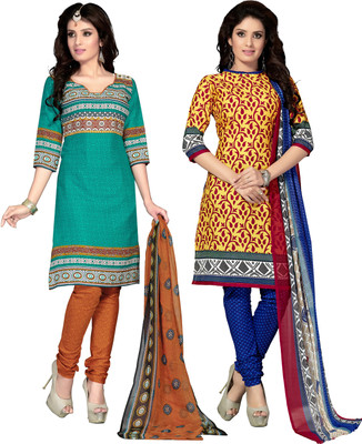 

Jiya Cotton Self Design, Printed Salwar Suit Dupatta Material(Un-stitched), Green;red;yellow
