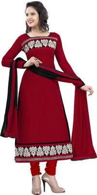 

Jiya Georgette Embroidered, Solid Salwar Suit Dupatta Material(Un-stitched), Red