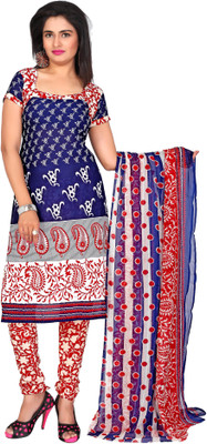 

Jiya Crepe Printed Dress/Top Material(Un-stitched), Blue;multicolor