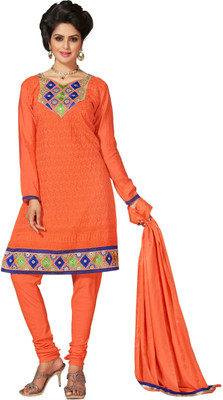 

Morli Cotton Self Design Salwar Suit Dupatta Material(Un-stitched), Orange