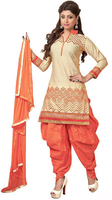

Araja Cotton Embroidered Salwar Suit Dupatta Material(Un-stitched), Orange