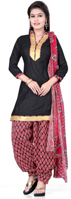 

Jiya Cotton Self Design Salwar Suit Dupatta Material(Un-stitched), Black;multicolor