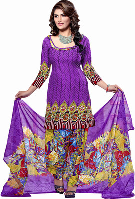 

Trendz Apparels Cotton Printed Dress/Top Material(Un-stitched), Purple