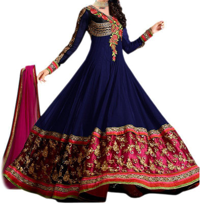 

Eshantraders Chiffon Self Design Salwar Suit Dupatta Material(Un-stitched), Blue