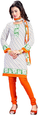 

Parishi Fashion Crepe Printed Salwar Suit Dupatta Material(Un-stitched), White