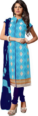 

Jiya Chanderi Self Design, Embroidered Salwar Suit Dupatta Material(Un-stitched), Blue;light blue