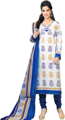 

Chatri Fashions Cotton Printed Salwar Suit Dupatta Material(Un-stitched), Blue;white