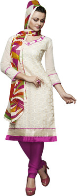 

Jiya Chanderi Self Design, Embroidered Salwar Suit Dupatta Material(Un-stitched), Beige;multicolor;pink