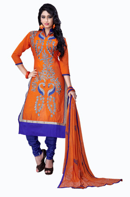 

Jiya Cotton Self Design, Embroidered Salwar Suit Dupatta Material(Un-stitched), Blue;orange
