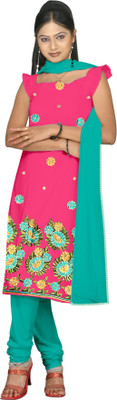 

Party Wear Dresses Cotton Embroidered Salwar Suit Dupatta Material(Un-stitched), Pink