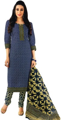 

Javuli Cotton Printed Dress/Top Material(Un-stitched), Blue