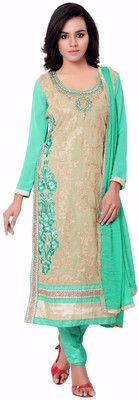 

Jiya Georgette Self Design, Embroidered, Embellished Salwar Suit Dupatta Material(Un-stitched), Beige;green