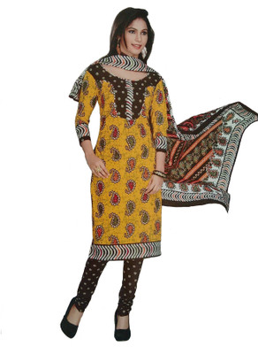 

Rajhans Creation Cotton Printed Salwar Suit Material(Un-stitched), Yellow