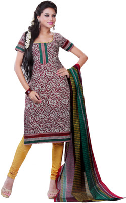 

Giftsnfriends Cotton Printed Dress/Top Material(Un-stitched), Brown
