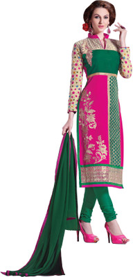

Parishi Fashion Cotton Embroidered Salwar Suit Dupatta Material(Un-stitched), Green