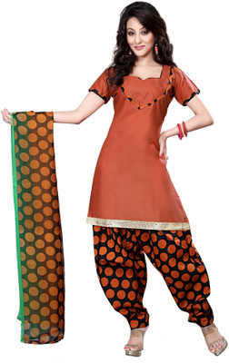 

Trendz Apparels Cotton Floral Print Dress/Top Material(Un-stitched), Brown