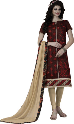 

Jiya Chanderi Self Design, Embroidered Salwar Suit Dupatta Material(Un-stitched), Maroon