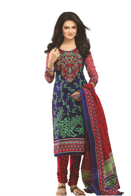 

Pshopee Cotton Printed Salwar Suit Dupatta Material(Un-stitched), Navy blue