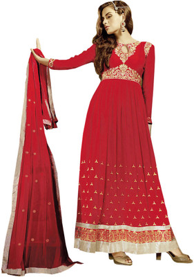 

Khushali Georgette Self Design, Embroidered Salwar Suit Dupatta Material(Un-stitched), Red
