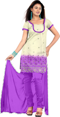 

Party Wear Dresses Cotton Embroidered Salwar Suit Dupatta Material(Un-stitched), Beige