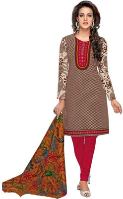 Iza Cotton Printed Salwar Suit Dupatta Material(Un-stitched), Multicolor