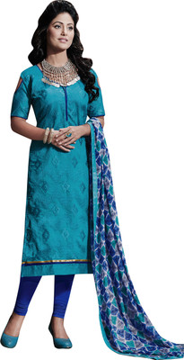 

Jiya Chanderi Self Design, Embroidered Salwar Suit Dupatta Material(Un-stitched), Light blue;multicolor