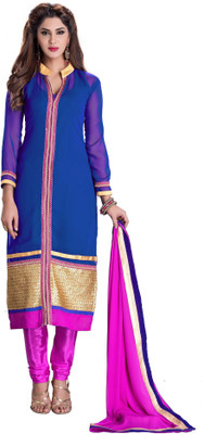 

Khushali Georgette Self Design, Embroidered Salwar Suit Dupatta Material(Un-stitched), Blue