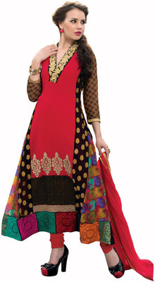 

Parishi Fashion Georgette Embroidered Salwar Suit Dupatta Material(Un-stitched), Multi color